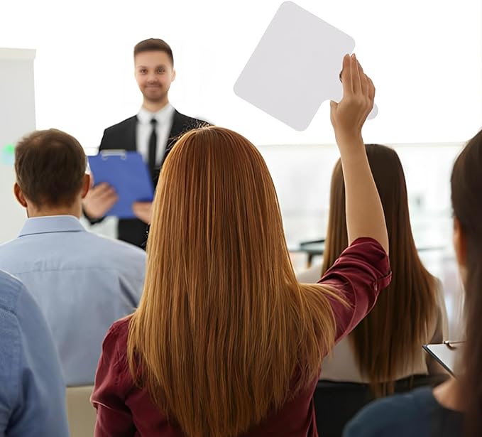 QTLCOHD 25 Pack Dry Erase Answer Paddle 6 x 8 Inch Handheld White Boards for Students Double Sided Auction Paddles for Classroom Teaching Office