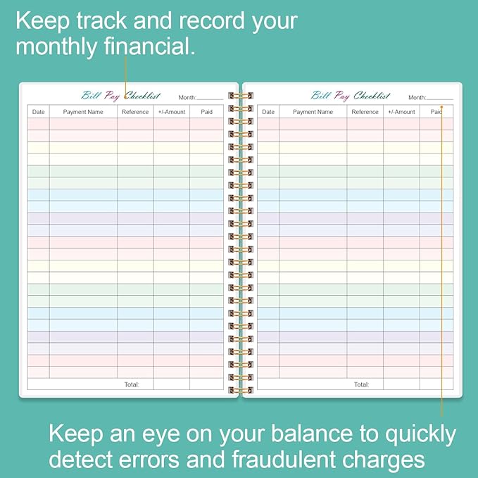 Bill Payment Checklist - Monthly Bill Organizer & Planner for Personal Budgeting Financial, Bill Payment Tracker Notebook, 5.8" x 8.5", Pink Flowers