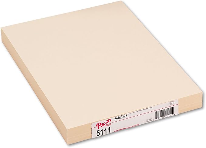 Pacon 5111 Heavyweight Tagboard, 12 x 9, Manila, 100/Pack (PAC5111)