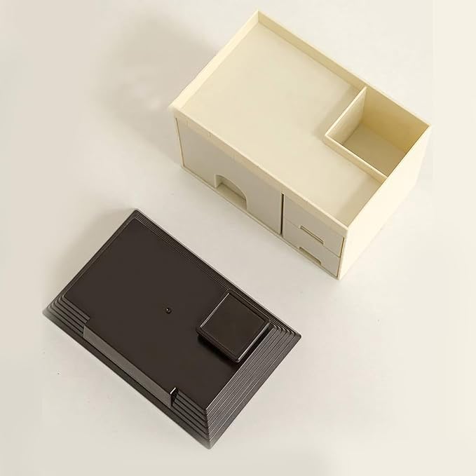 Desk Organizer with Drawers, 3 Drawers Storage Organizer Creative House Shaped Organizer Drawer Type Desktop Storage Box Stationary Organizer for Home Dormitory Office (Coffee Color)