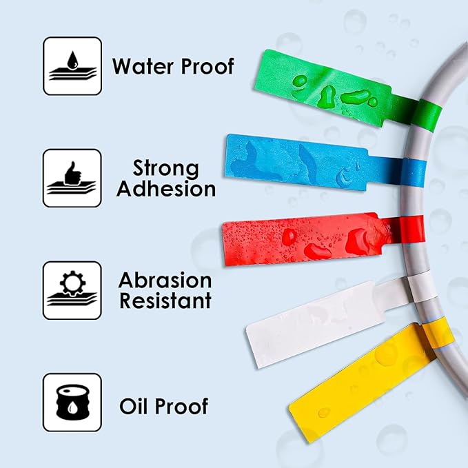 Phomemo D30 Cable Label Colorful Waterproof Wire Cord Labels, (12.5mm X 74mm) 65 Labels/Roll, Tags Stickers Tear Resistant Flexible, Phomemo d30 Label Tape -Black on Yellow Paper, 3 Roll