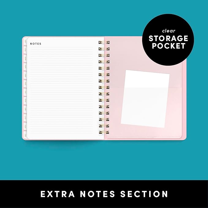 PAPERAGE 2026 Weekly & Monthly Planner, 12 Months (January 2026 - December 2026), 6.6 in x 8.1 in, Spiral Bound 2026 Planner with Weekly, Monthly & Yearly Views, Note Pages & Inner Pocket – Black