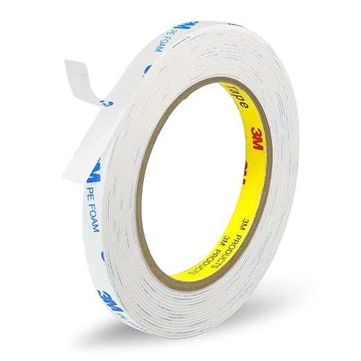 3M Double Sided Tape 0.39"×16.5ft No Residue,Picture Hanging Strips Heavy Duty Mounting Tape, Removable PE Foam Tape Waterproof for Poster Tape, Carpet Tape Rug Gripper,Art & Craft Tape