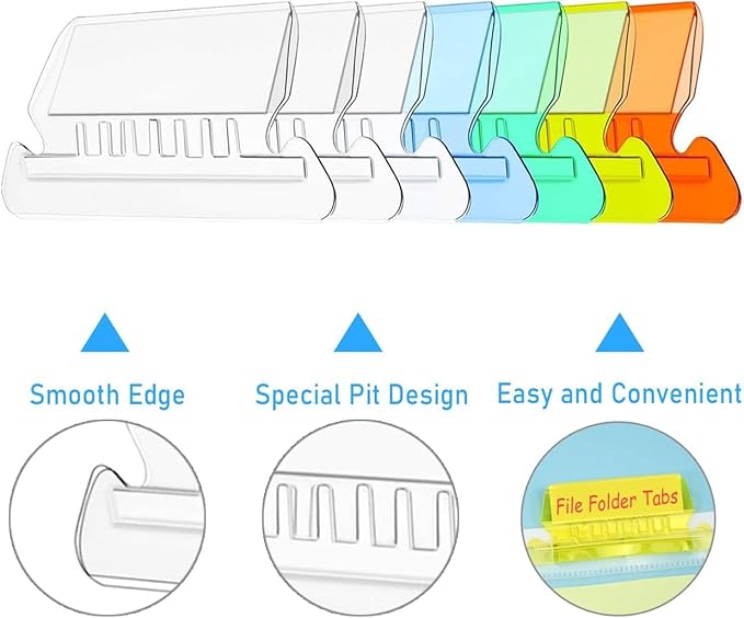 File Folder Tabs, Insertable Plastic Tabs Hanging Folder Tabs,100 Pcs Hanging File Folder Tabs with 200Pcs Inserts for Hanging Folders (Multicolor)