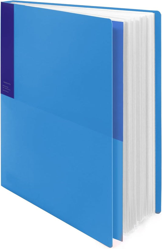 Kokuyo 40-Pocket Binder with Plastic Sleeves (Blue), A4 Art Portfolio Folder with Clear Sheet Protectors. 80 Pages of Presentation Display Book. Japan Import (CTRA-C40B)