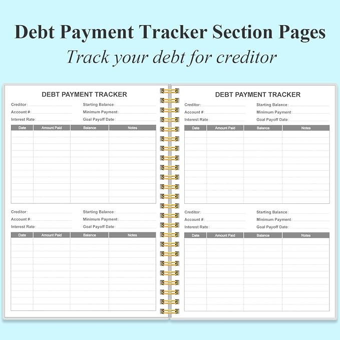 Monthly Bill Organizer - Monthly Bill Payment for Personal Budgeting Financial, Payments Checklist Organizer, 5.8" x 8.5", Blue Watercolor