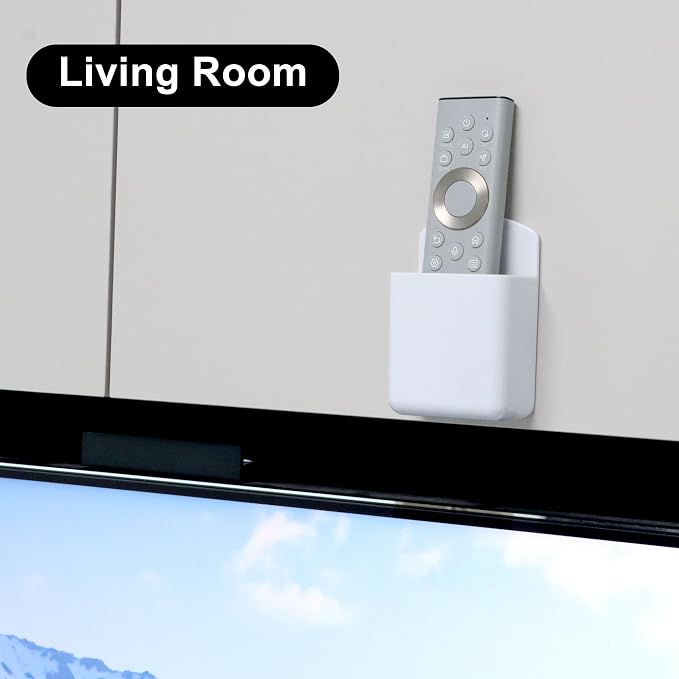 3 Pack Remote Control Holder Wall Mount, Adhesive Remote Holder with Screw Installation Storage Organizer for TV/Media/Air Conditioner Remotes For Home Office School White