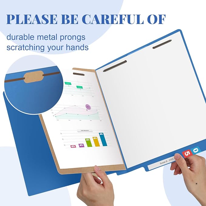 Skyygemm 24 Pack Large Classification Folders, 1 Divider Pressboard File Folder with Fasteners, Expanding File Organizer Bulk for School Teachers, Office Employee, Coworker, Staff(Blue)