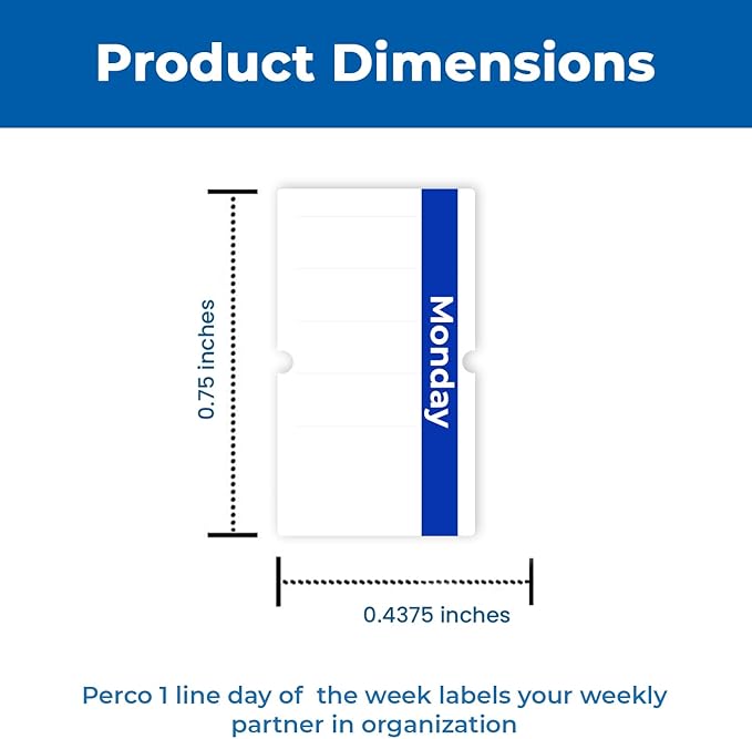 Perco 1 Line Day of The Week Labels - 3 Rolls, Blank Dating Labels for Perco 1 Line Price & Date Guns (Monday - 1 Line Labels)