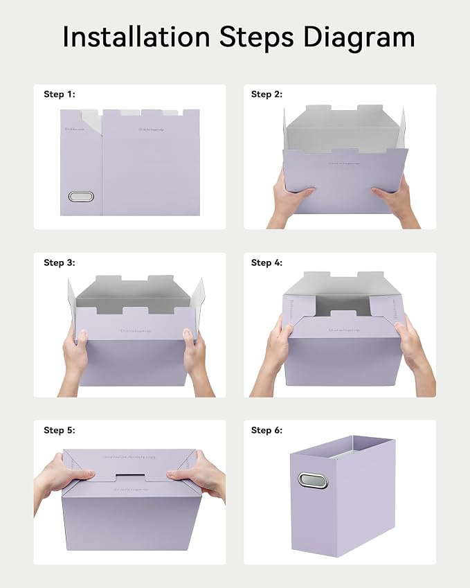 Oterri File Organizer Box, Portable Collapsible Cardboard File Folder Organizer with Handle for Letter Size Hanging Files, Document Storage Box for Home Office & Classroom (4 Packs,Variegated)
