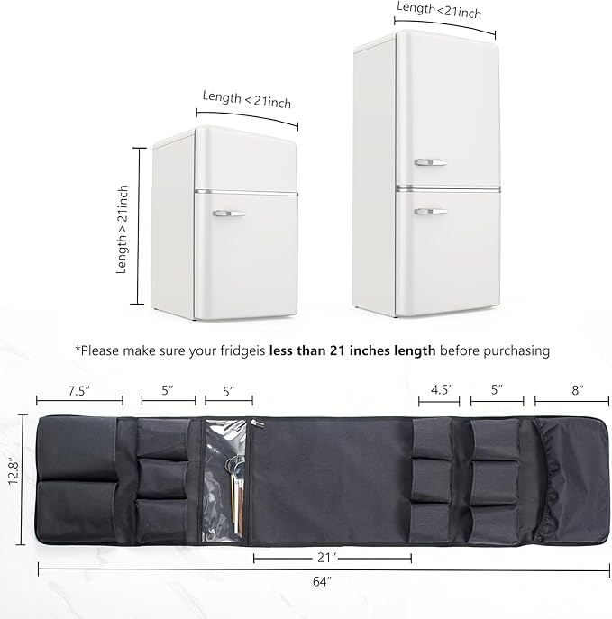 Dorm and office Double Over the Fridge Caddy Organizer -Fridge Caddy Organizer - College Dorm Room Essentials for College Students Boys, Girls - 12 Pockets Flatware Organizers and Storage