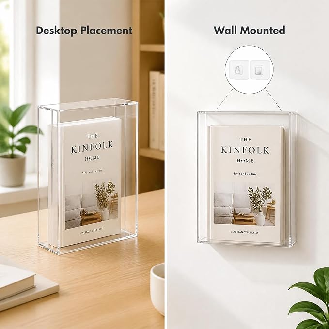 Acrylic Bible Display Case Wall Mount, Clear Acrylic Display Case for Bible, Vertical & Horizontal Book Protector Case for Collectors to Display and Storage Bibles, DVDs, 10.2 x 7 x 2.4 Inch