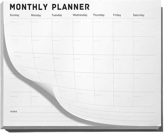 Monthly Planner Notepad - Undated 52 Sheets Desk Calendar, A4 (8"x11") Planning Pad for Office, Home, School, Fitness, Meal & Project Organization