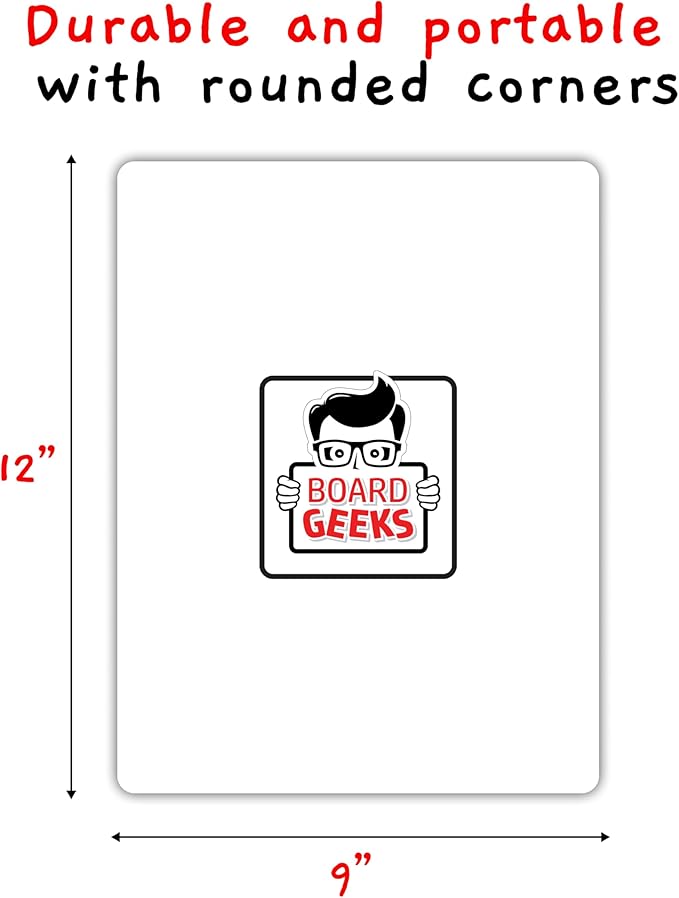Board Geeks 6 Premium Small Dry Erase Board 9"x12"- Portable Dry Erase Lap Board, Handheld Whiteboard- White Boards for Students - Small Whiteboard | Double Sided Erasable White Boards Dry Erase- 6 Pk