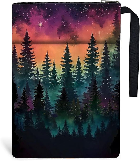 Book Sleeve with Zipper 13.4x9.45 inches(34x24cm) Watercolor Forset Book Covers for Paperbacks Bookish Book Protectors for Students Teachers (1Pc