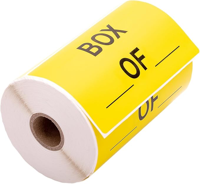 9 Rolls, Box Sequential Counting Labels (Showing Box Number and Total Number of Boxes), 5" x 3" Large Inventory Labels, 500 Labels per Roll