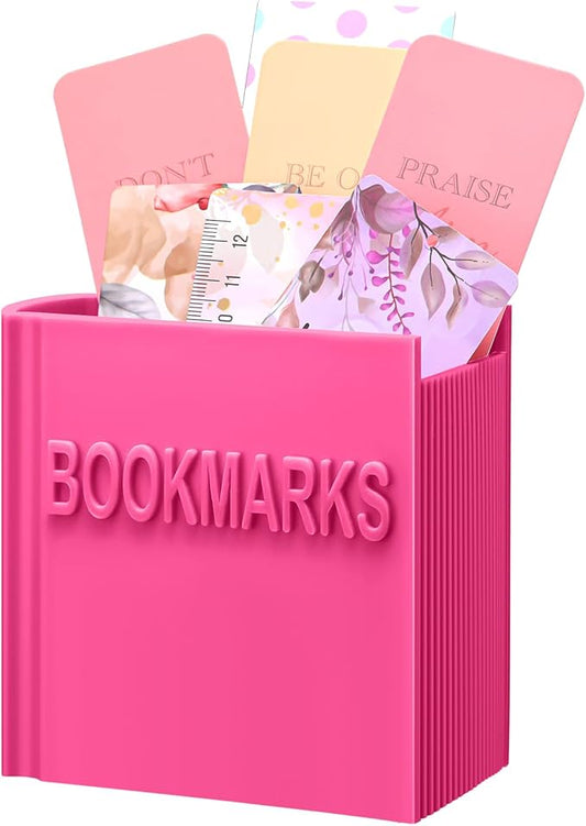 Honeydak 3D Printed Book Shaped Bookmark Holder Book Lover Gift Bookish Accessory Office Desk Supplies Funny Bookmark Accessories End of Year Gift for Teacher (Rose Red)