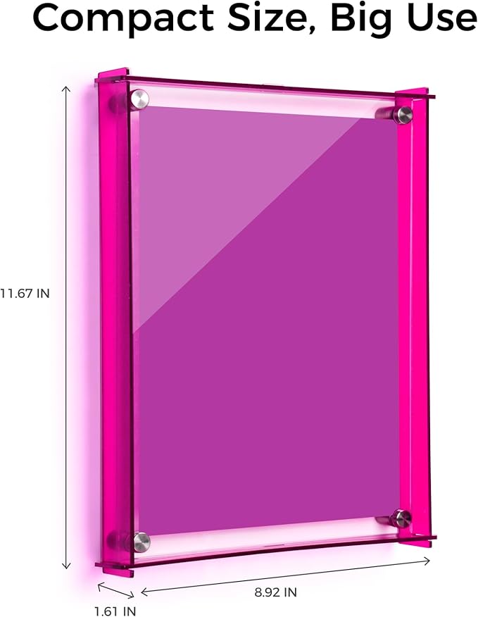 TOWON 9x12 Inch Acrylic Dry Erase Board Set, Acrylic Memo Whiteboard with Purple | 4 Dual-Tip Markers and Eraser, Modern Memo Display for Postcards, Photos & to-Do Lists for Home Office, Dorm