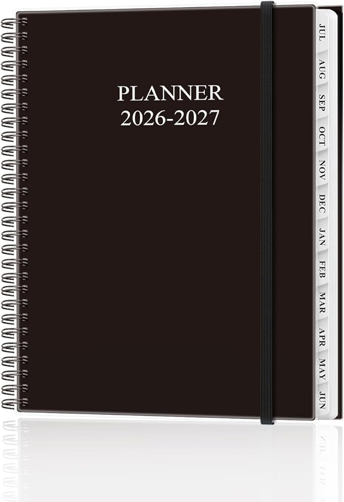 Academic Planner 2026-2027 - Weekly & Monthly Planner from July 2026 to June 2027, Agenda 2026 2027 with Inner Pocket, Elastic Band, 8.5" x 11", Black