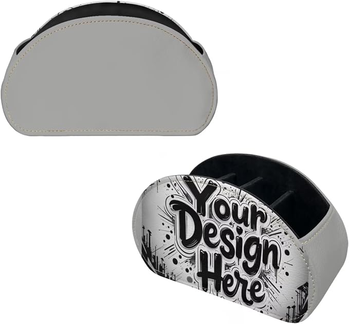Customized Picture Text TV Remote Holder with 5 Compartments, Office Desk Organizers Vanity Organizers/Nightstand Accessory,Storage for Jewelry/Cosmetic Brushs/Pens