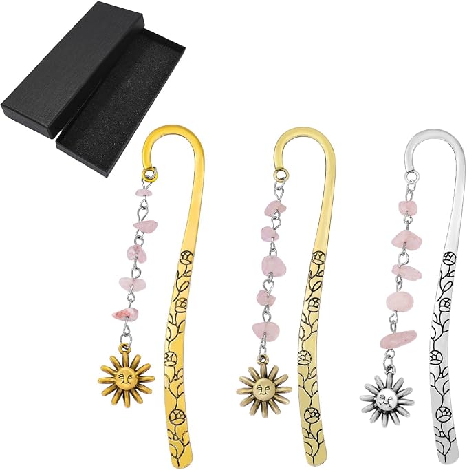 Horror Bloody Knife Metal Bookmark Horror Bookmark for Horror Fans Thriller Suspense Books Book Accessories Exquisite Hook Bookmarks Gift for Women (Sun Bookmark 3PCS)