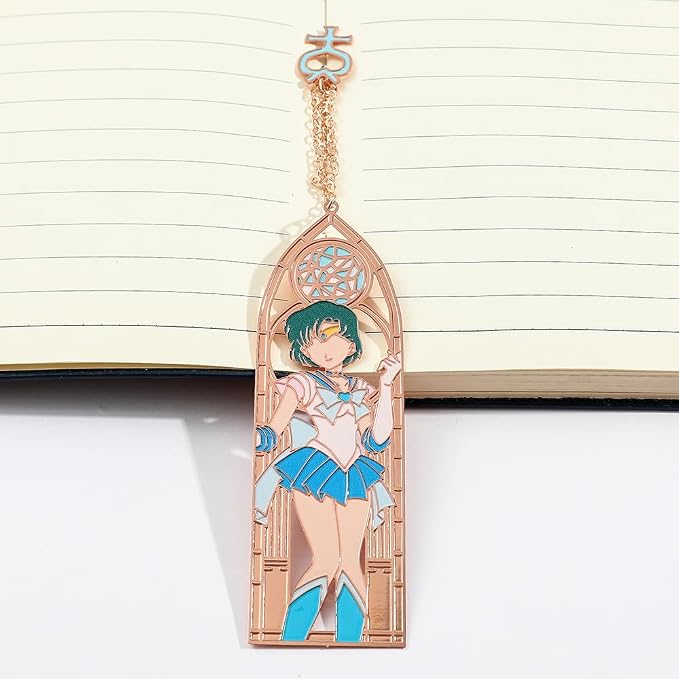 5 Style Anime Magical Girl Book Marks - Metal Bookmarks Gifts for Fans, Lovers, Students, Men, Women, Birthdays, Christmas, Valentine, School Supplies Book Accessory (Blue)