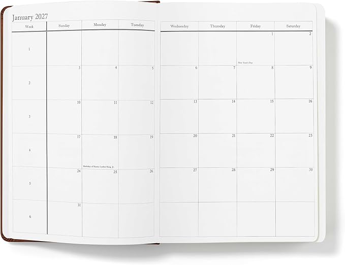 Wykeham's Executive 2026-27 Daily Journal Planner – Mid-Year Academic Diary (Personalized Brown, 8.5"×5.5")