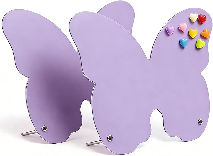 2 Pcs Magnetic Board, Magnet Message Board, 10.6"x8.2" Metal Magnetic Bulletin Board with 50 memo Sheets and 8 Magnets, Magnet Display for Home, School, Kitchen, Office(Butterfly, Purple)