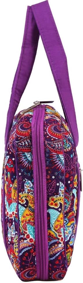 DIWI Quilted Bible Cover Large Sizes 10 X 7 X 2.75 Inches Bible Tote Good Book Case (L, C2 Purple Garden)