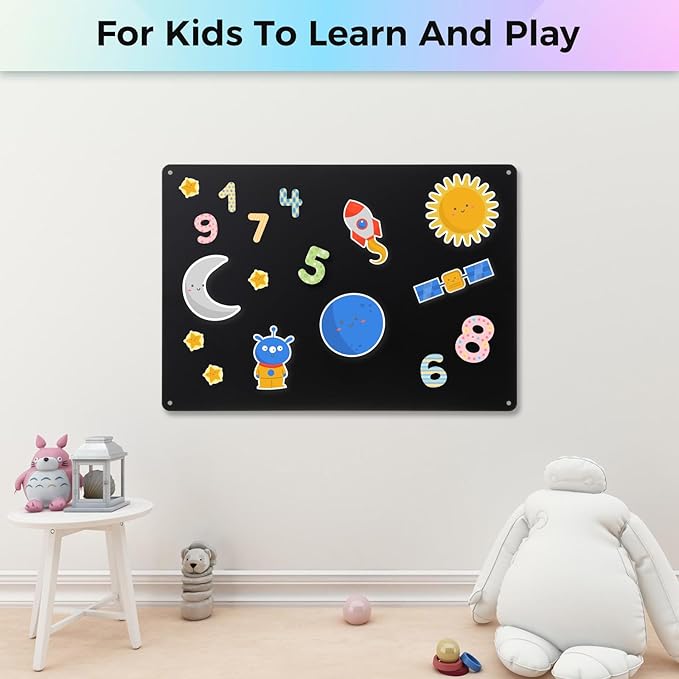 Thboxes 2 Pack Magnetic Board, 17" x 11.8" Metal Magnet Board for Wall Magnet Bulletin Boards for Cabinet Refrigerator Home Office to Display Magnetic Spice Jars Fridge Magnets Notes Photos (Black)