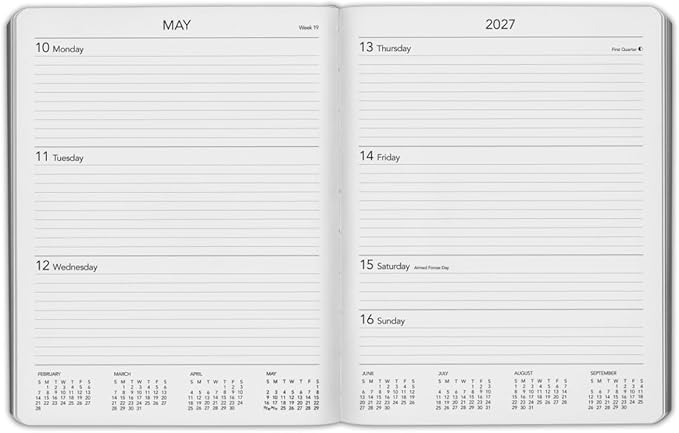 Harbor Large Weekly Monthly Planner 2027, Calendar Planner & Notebook - Durable Faux Leather, 192 Pages, Softcover & Book Bound - Leida Navy - 9.75x7.5"