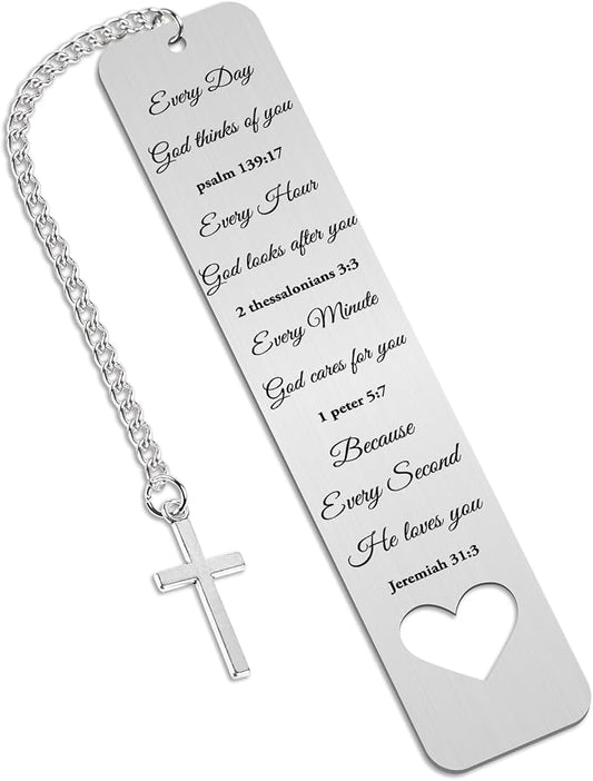 Bible Verse Metal Bookmark Gift - Christian Book Marks for Women Men Inspirational Baptism Religious Bookmarks for Book Lovers Bookworms Book Club Reading Gift