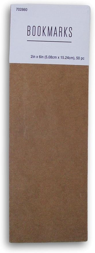 Blank Customizable Bookmarks for Crafting, 50 Pc, 2x6 Inch (Kraft Brown)
