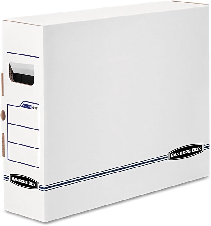 Bankers Box 00650 X-Ray Storage Boxes, 5-Inch x18-3/4-Inch x14-7/8-Inch, 6/CT, White/Blue