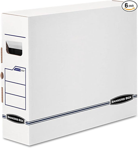 Bankers Box 00650 X-Ray Storage Boxes, 5-Inch x18-3/4-Inch x14-7/8-Inch, 6/CT, White/Blue