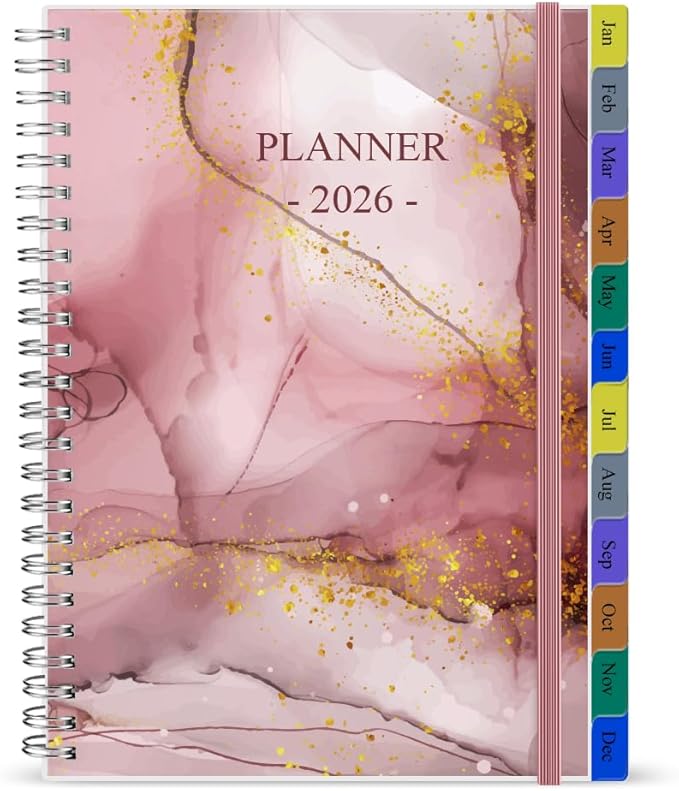 2026 Weekly & Monthly Planner - 2026 Planner Spiral Bound from January 2026 to December 2026, Easy to Organize Your Daily Life, Medium 6.5" x 8.5", Pink