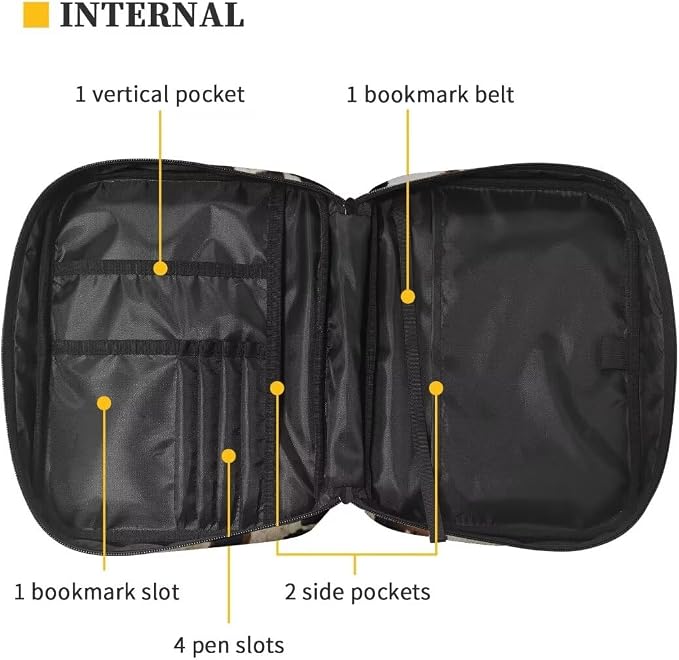 Coldinair Brown Cow Print Bible Covers Bag for Men Women,Durable Carrying Book Case Church Bag Bible Holder with Handle and Zippered Pocket