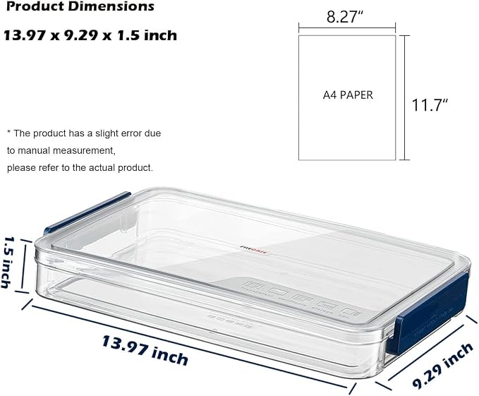 2 Pack Document Storage Clear Plastic Storage Boxes with Lids Stackable Storage Bins Paper Storage Box Containers for Organizing A4 File Paper, Document, Photo, Scrapbook