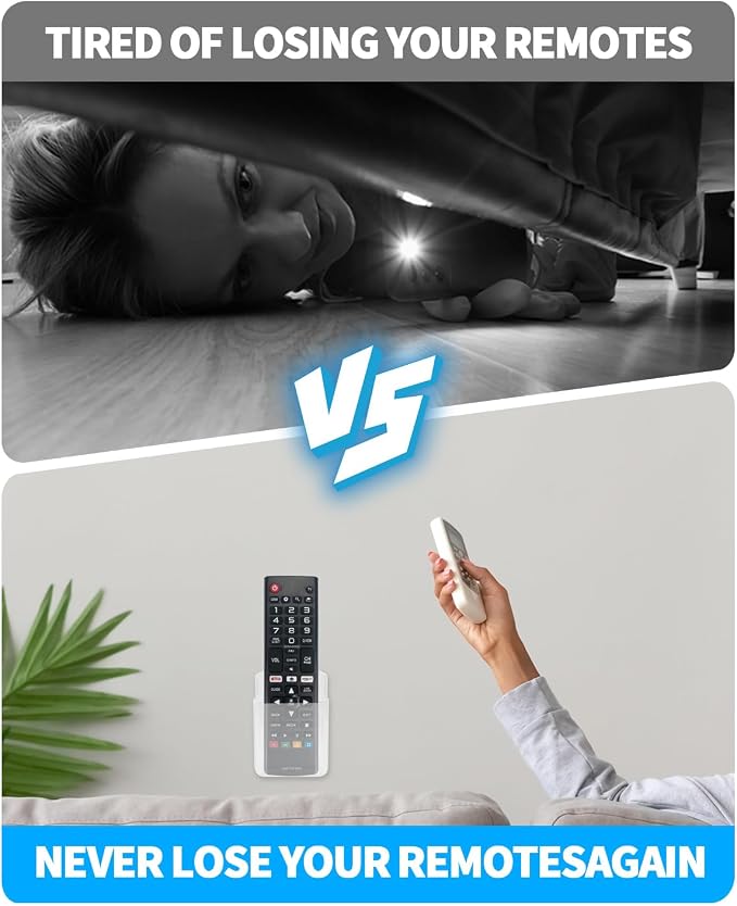 2 PCS Remote Control Holders Wall Mount, Self Adhesive TV Air Conditioner Remote Control Holder, Wall Mount Storage Box Organizer Wall Pen Holder Storage for Home Office School (Clear)