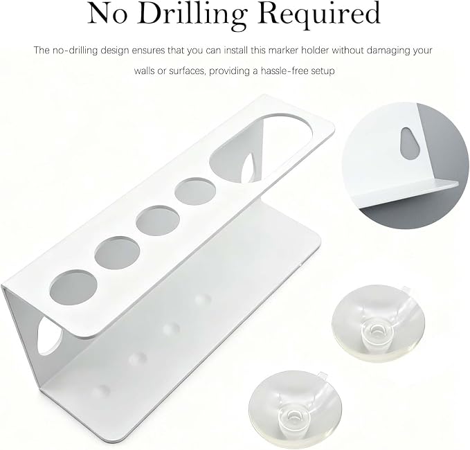 Magnetic Pen and Marker Holder - No Drilling, Easy to Install, Aluminum Multi-Purpose Organizer for Whiteboard, Refrigerator, Locker, and Desk