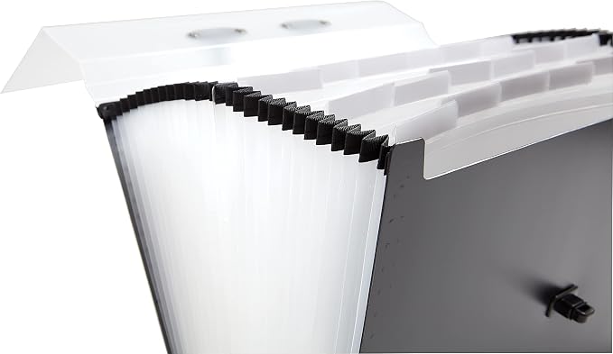 Staples Expanding Case File, 26‑Pocket Accordion Organizer, Legal Size, Heavy‑Duty Poly Construction with Carry Handle, Black