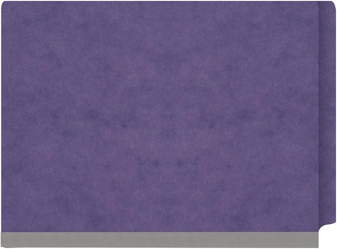 25 Pt. Pressboard Classification Folders, Full Cut End Tab, Letter Size, 2 Dividers, Purple (Box of 10)
