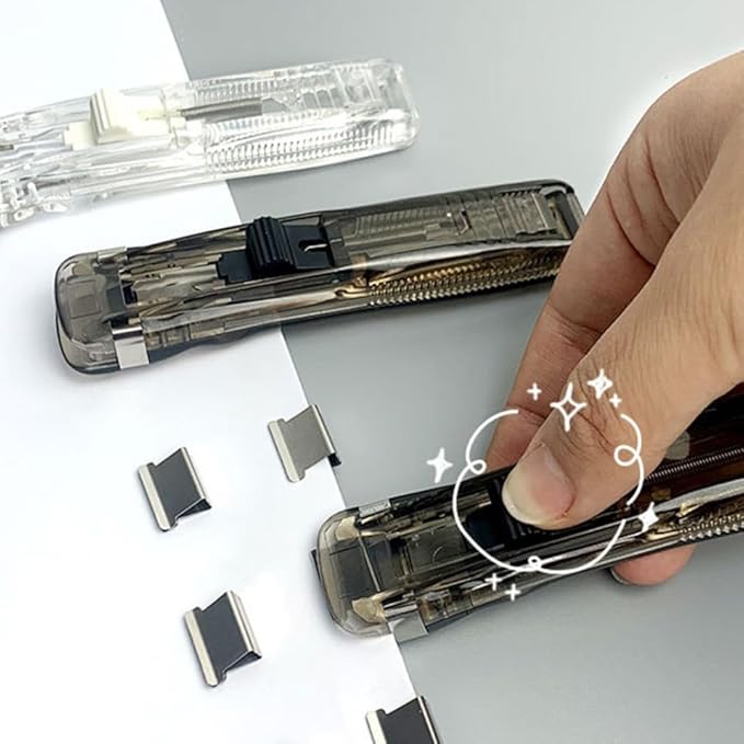 Binder Clip Stapler Set with 2 Desktop Staplers and 200 Refill Clips for Office and School Document Binding and File Organization