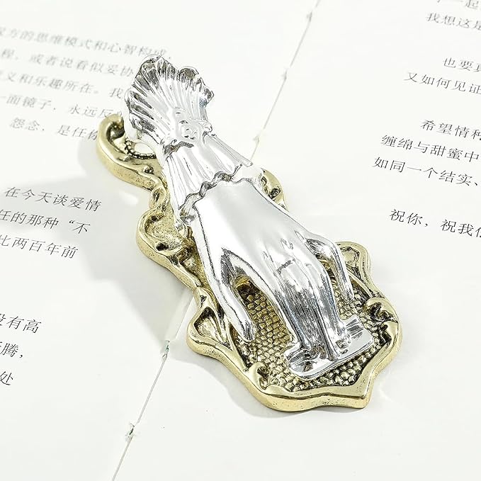 New Style Hand of Wealth Retro Lady Book Mark- Metal Clips Collection The Hand of Noblewoman Signifies Wealth and Good Fortune Gifts for Girl Lover Christmas (A-Silver+Ancient Bronze)