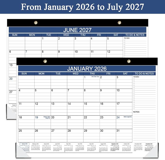 Desk Calendar 2026-2027, Runs Apr 2026 to Jun 2027, Desk-Calendar with to-do List, 140gsm Paper, 15 Monthly, 17" x 12" Calendar 2026-2027, Desk Calendars for School, Home or Office