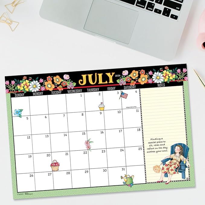 Current 2026-2027 Mary Englebreit Desk Calendar Pad, 11-Inch x 16-1/4-Inch Size, Large 24-Month Bookstore-Quality Calendars for Kitchen & Office
