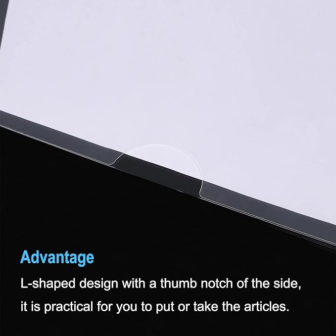 PATIKIL L Type Folders 24 Pack A4 Plastic File Project Pockets Clear Paper Document Jacket Sleeve for Office, Transparent