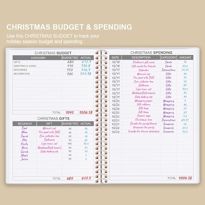 Budget Planner - Monthly Budget Book with Expense Tracker Notebook, Undated 12 Month Bill Organizer & Finance Planner to Manage Your Money, Account Book with Colorful Tabs, 5.8" x 8.5", Beige