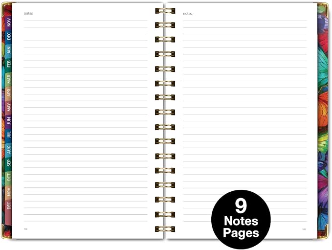 HARDCOVER 2026 Planner, 5.5"x8": 14 Months (November 2025 - December 2026), Daily Weekly Monthly Planner, Yearly Agenda, Bookmark, Pocket Folder and Sticky Note Set (Colorful Butterflies)