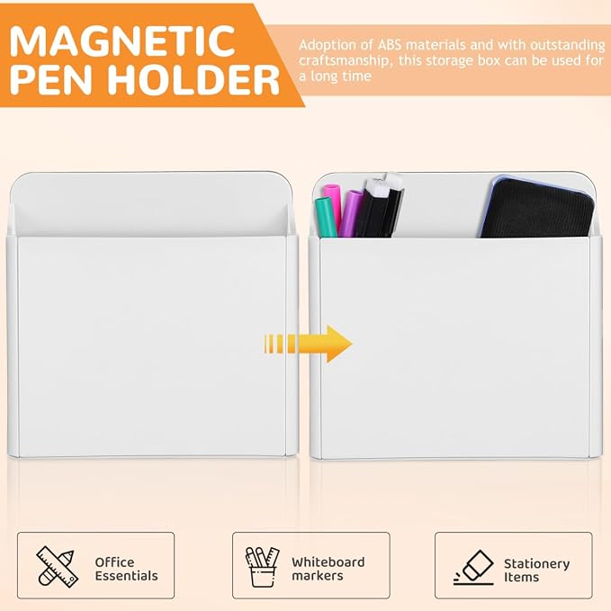 VILLCASE 2Pcs Suction Cup Pen Holder for Whiteboard Adjustable Dry Erase Marker Organizer for Office School Cabinet Space-Saving Pen Storage Box